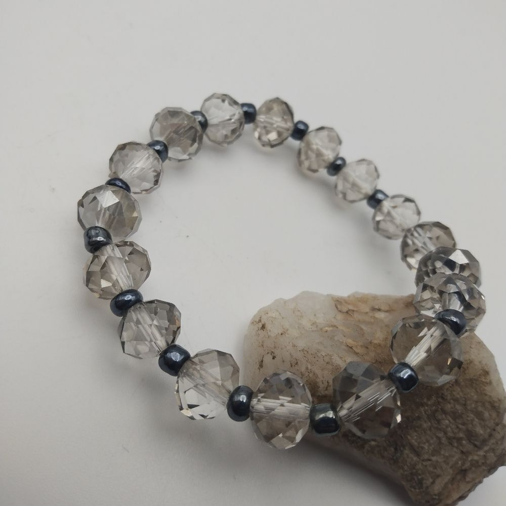 Clear crystal beaded spacer‎ bracelet